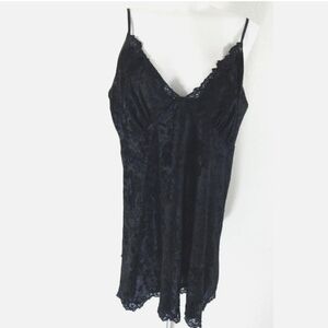 Cacique Black Crushed Velvet Chemise Slip